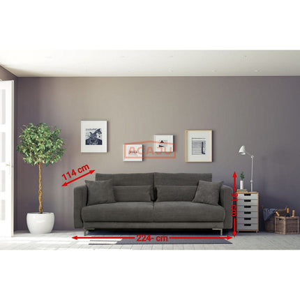 Canapea extensibila RICO, stofa catifelata verde Monolith 37, lada de depozitare, functie de dormit, 224x114x91 cm