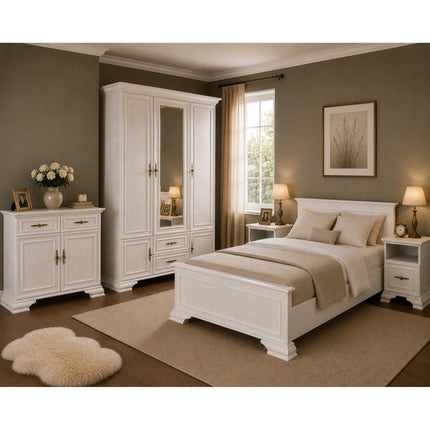 Set mobilier dormitor IRYS, pin alb anderson, PAL laminat, 5 piese