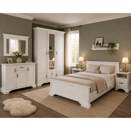 Set mobilier dormitor IRYS, pin alb anderson, PAL laminat, 7 piese