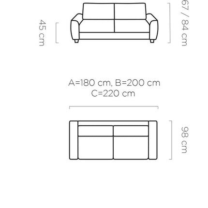 Canapea extensibila MONZA 140, personalizabil, 200x98x84 cm