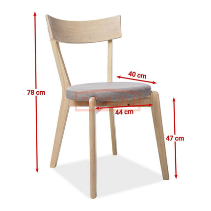 Scaun living Nelson, gri/stejar, 44X43X78 cm