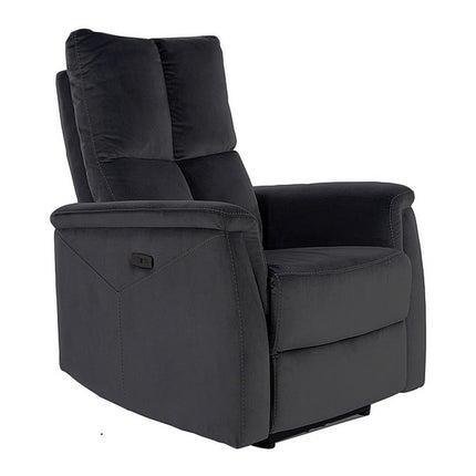 Fotoliu recliner NEPTUN, negru, stofa catifelata/metal, 76x94/160x96 cm