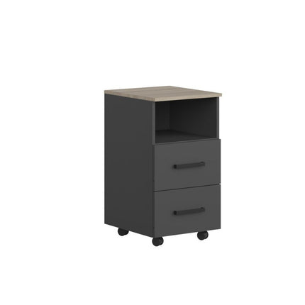 Comoda birou OFFICE NEW, gri antracit/stejar sonoma, PAL, 41x45x73 cm