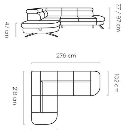 Coltar extensibil OTIS, personalizabil, cu lada depozitare si tetiere reglabile, 276x218x97 cm