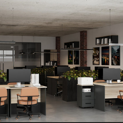 Comoda birou OFFICE NEW, gri antracit/stejar sonoma, PAL, 41x45x73 cm