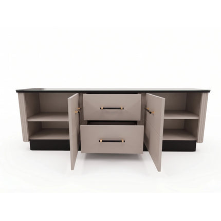 Comoda tv sufragerie SANTO SA4, casmir/negru, PAL laminat, 170x41x58 cm
