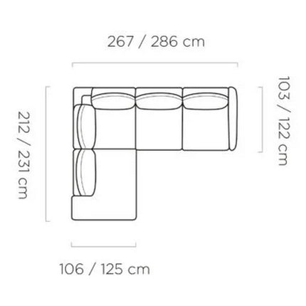 Coltar Storm L, personalizabil, 286x231x103/47 cm, fix, spatar glisant