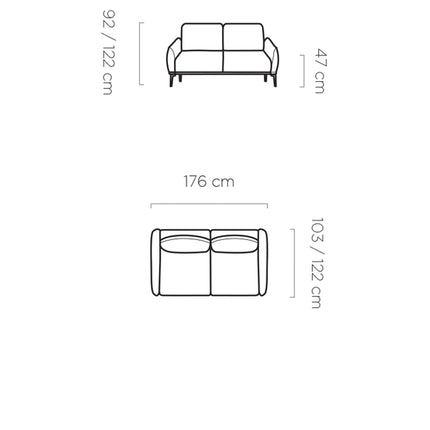 Canapea STORM, 2 locuri, personalizabil, 176x122x122 cm