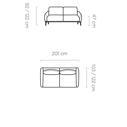Canapea STORM, 3 locuri, personalizabil, 201x122x122 cm