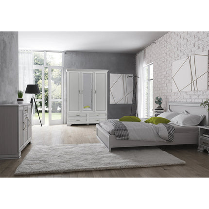 Dulap TIFFANY II, crem, PAL laminat, cu 3 usi si 4 sertare, 159x63x212 cm