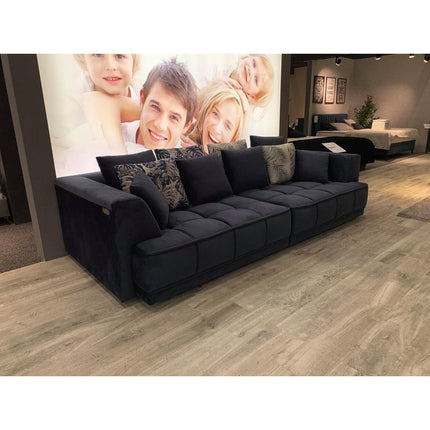 Canapea TIGA, stofa catifelata crem - Whsiper 01, reglaj electric, 4 locuri, 302x136x72/88 cm