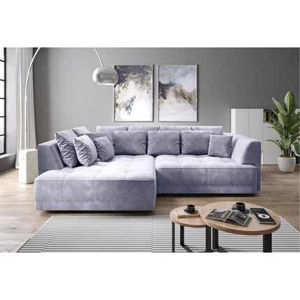 Coltar TIGA, sezlong stanga, stofa catifelata verde menta - Salvador 12, cu reglaj electric, 286x207x77 cm