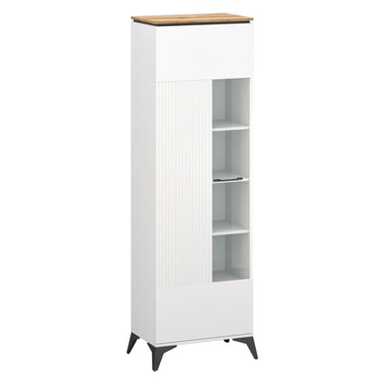 Vitrina VELUTTO, alb/stejar, PAL, cu iluminare LED, 67x44x203 cm