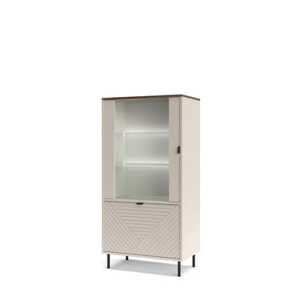 Vitrina living EVO, casmir, PAL laminat, cu iluminare LED, 69x40x136 cm