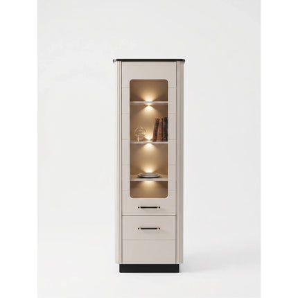 Vitrina living SANTO SA2, casmir/negru, PAL laminat, 64x41x194 cm