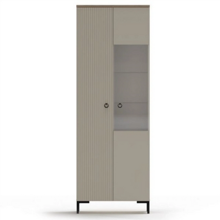 Vitrina pentru living DOMINICA, grej/stejar, PAL laminat, 70x41x199 cm