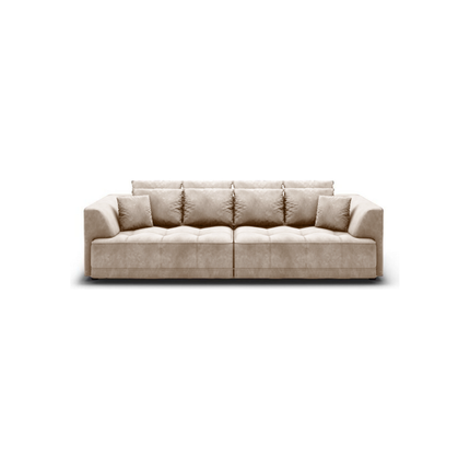 Canapea TIGA, stofa catifelata crem - Whsiper 01, reglaj electric, 4 locuri, 302x136x72/88 cm