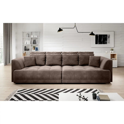 Canapea TIGA, stofa catifelata turcoaz inchis - Riviera 87, reglaj electric, 4 locuri, 302x136x72/88 cm