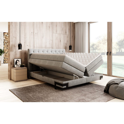 Pat GODIN 160 boxspring, personalizabil, 2 lazi depozitare, cu saltele si topper 5 cm