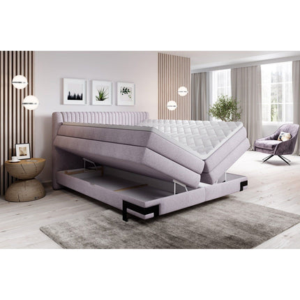 Pat PALIO 180 boxspring, personalizabil, 2 lazi depozitare, cu saltele si topper 5 cm