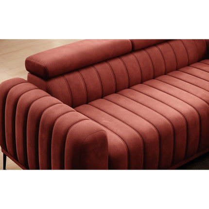 Canapea extensibila GANDI 160, stofa catifelata bej - Element 17, cu tetiere reglabile, 227x102x95 cm