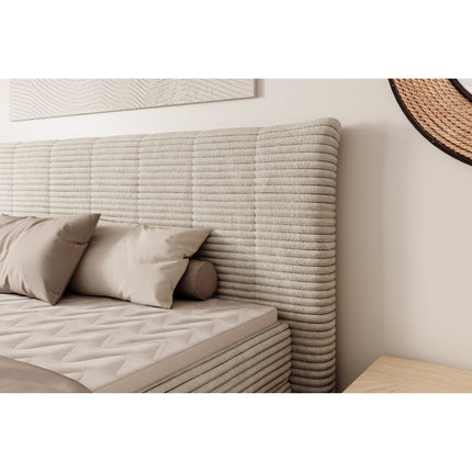 Pat boxspring AMBER 140x200, personalizabil, cu spatiu depozitare, saltele si topper