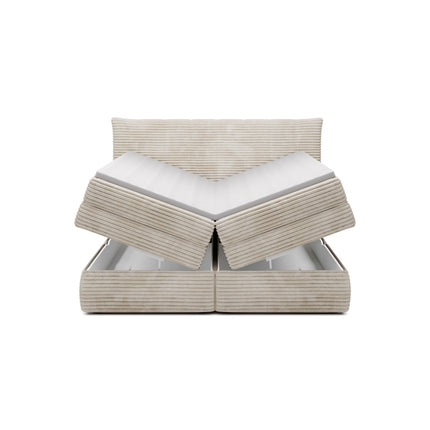 Pat boxspring AMBER 140x200, personalizabil, cu spatiu depozitare, saltele si topper
