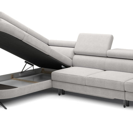 Coltar extensibil OTIS, personalizabil, cu lada depozitare si tetiere reglabile, 276x218x97 cm