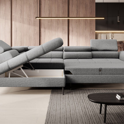 Coltar extensibil DENVER L, personalizabil, cu lada depozitare, 288x218x94 cm