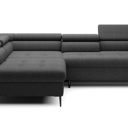 Coltar extensibil TEMPO NEW, personalizabil, cu lada depozitare si tetiere reglabile, 289x218x94 cm