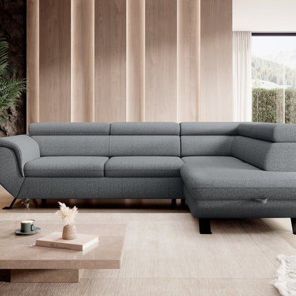 Coltar extensibil RAVEN L, personalizabil, cu lada depozitare, 257x198x92 cm