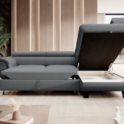 Coltar extensibil RAVEN L, personalizabil, cu lada depozitare, 257x198x92 cm