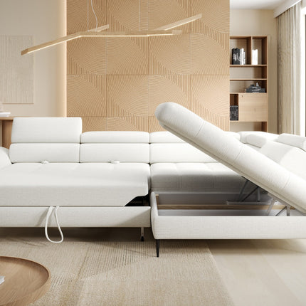 Coltar EMPOLI L, personalizabil, cu lada depozitare si tetiere reglabile, 289x218x94 cm