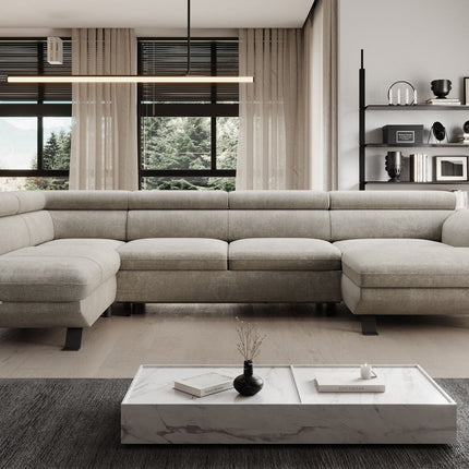 Coltar extensibil RAVEN XL, personalizabil, cu lada depozitare, 334x198x92 cm
