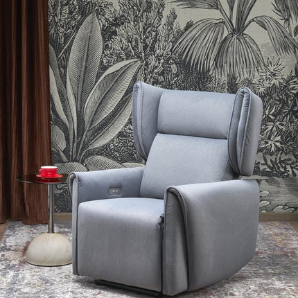 Fotoliu recliner GELATO, gri, stofa clasica, 83x91/161x95/109 cm