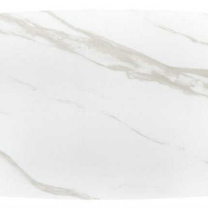 Masa extensibila ALFREDO, alb cu efect de marmura/negru, piatra sinterizata/otel, 160-240x91x76 cm