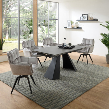 Scaun ALANI, gri/negru, stofa catifelata/metal, 64x65x89 cm