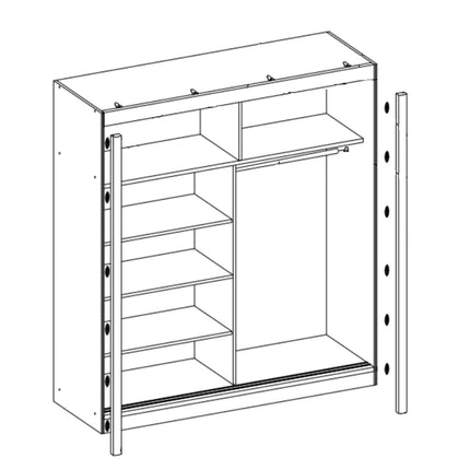 Dulap ARTIZ, stejar artisan, PAL, cu 2 usi, 200x59x215 cm