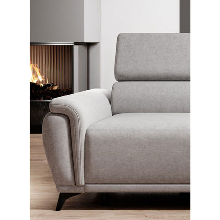 Coltar extensibil ATLANTA, sezlong stanga, gri- Salvador 14, stofa catifelata, 281x203x98 cm
