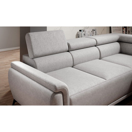 Coltar extensibil ATLANTA, sezlong stanga, gri- Salvador 14, stofa catifelata, 281x203x98 cm