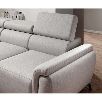 Coltar extensibil ATLANTA, sezlong stanga, gri- Salvador 14, stofa catifelata, 281x203x98 cm