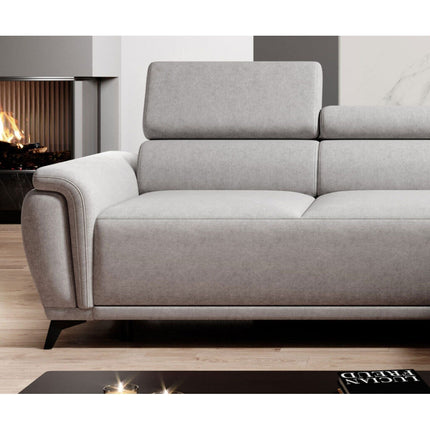 Coltar extensibil ATLANTA, sezlong stanga, gri- Salvador 14, stofa catifelata, 281x203x98 cm