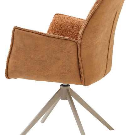 Scaun KAYLA, caramiziu/bej, stofa buclata/stofa clasica/metal, 58x63x88 cm