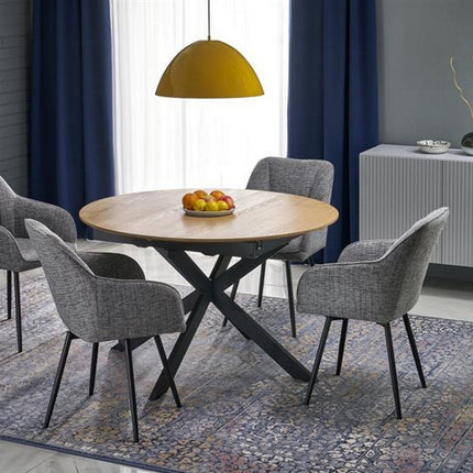 Masa extensibila ACORD, stejar/negru, 120-200x120x75 cm