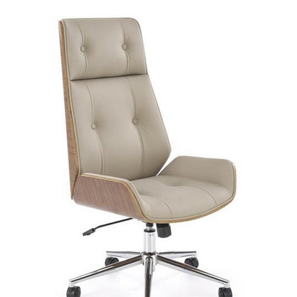 Scaun birou WEBSTER, nuc/bej, piele ecologica/placaj indoit, 60x65x114/122 cm
