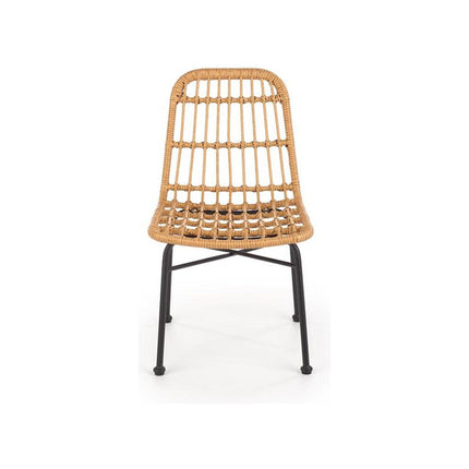 Scaun de gradina K401, negru/natural, rattan sintetic/metal, 47x45x85 cm