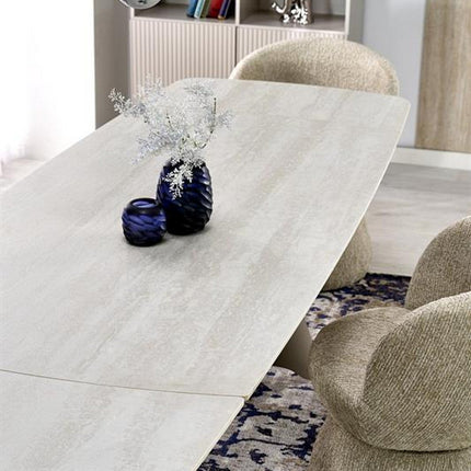 Masa extensibila SALIX, travertin/casmir, piatra sinterizata/otel, 180/260x90x76 cm
