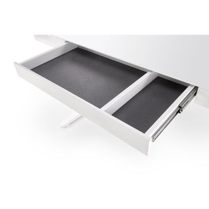 Birou B52, alb, sticla/metal, cu functie de reglare a inaltimii, 120x60x77/120 cm