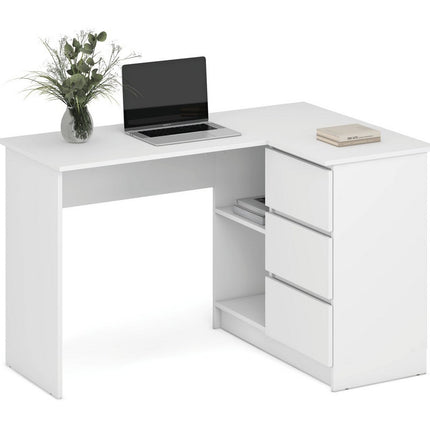 Birou BEGA, alb, PAL laminat, 124x85x76 cm