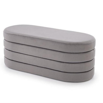Bancheta CALPI, stofa catifelata gri, 110x46x42 cm